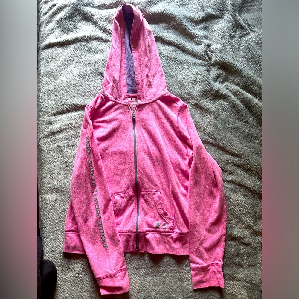 Girls YXL Pink Under Armour Zip-Up Hoodie